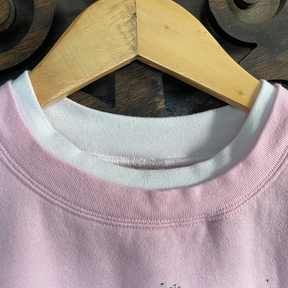 Bunny Novelty Sweatshirt Vtg 90s Pink L Embellished Bedazzled Grandmacore - Picture 5 of 16